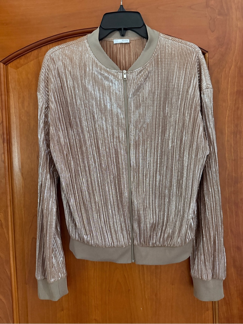 Zara Gold Metallic Bomber Jacket